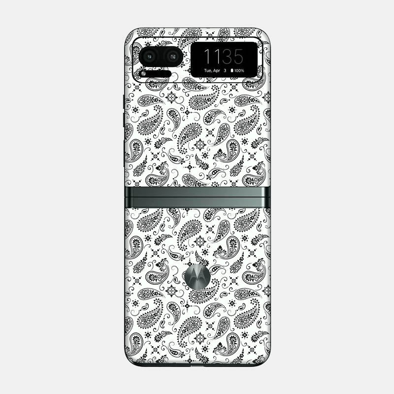 White Paisley Glass Back