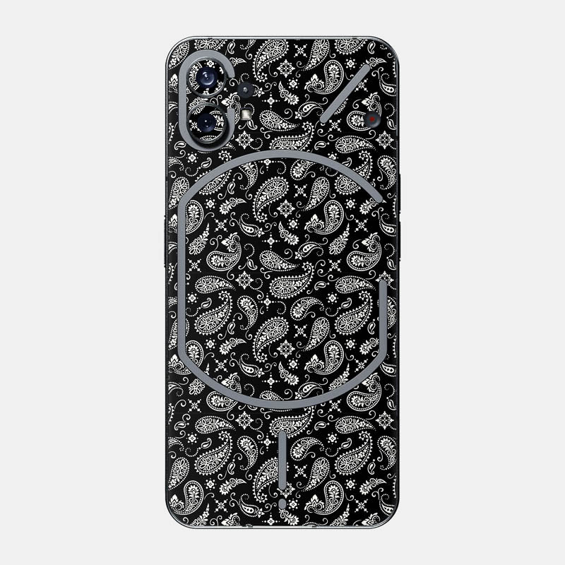 Black Paisley Glass Back