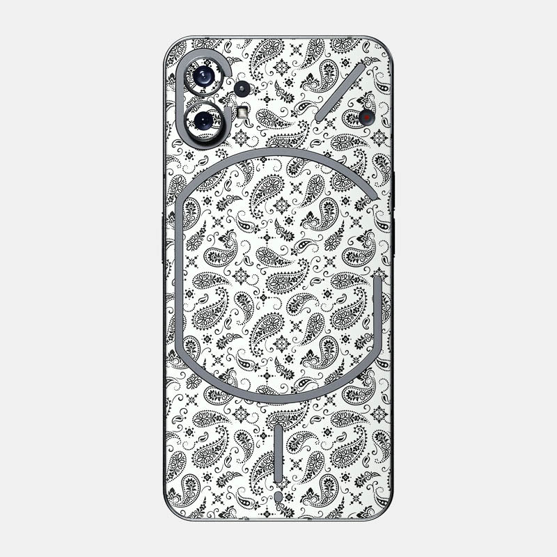 White Paisley Glass Back