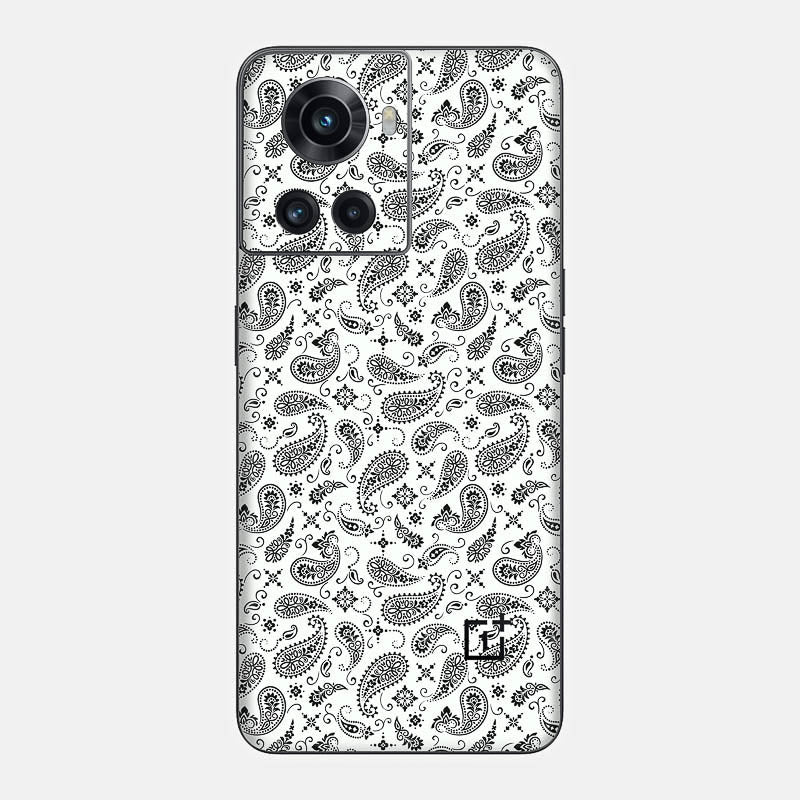 White Paisley Glass Back