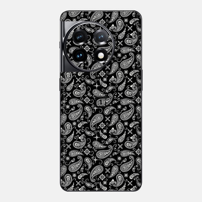 Black Paisley Glass Back