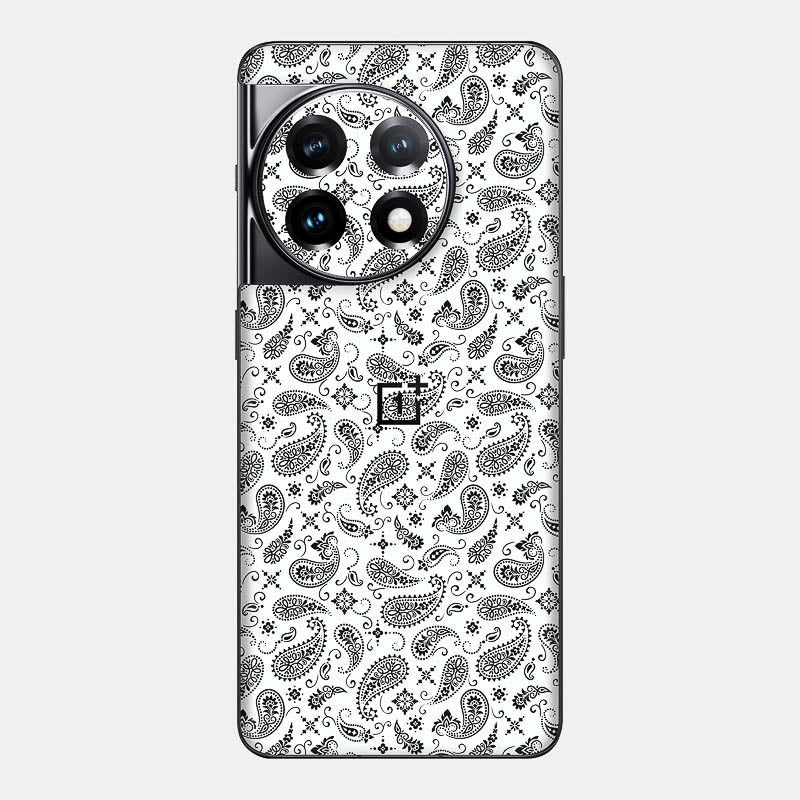 White Paisley Glass Back