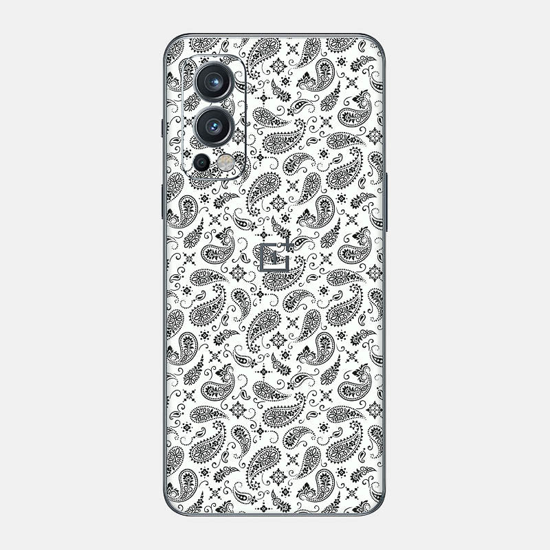 White Paisley Glass Back