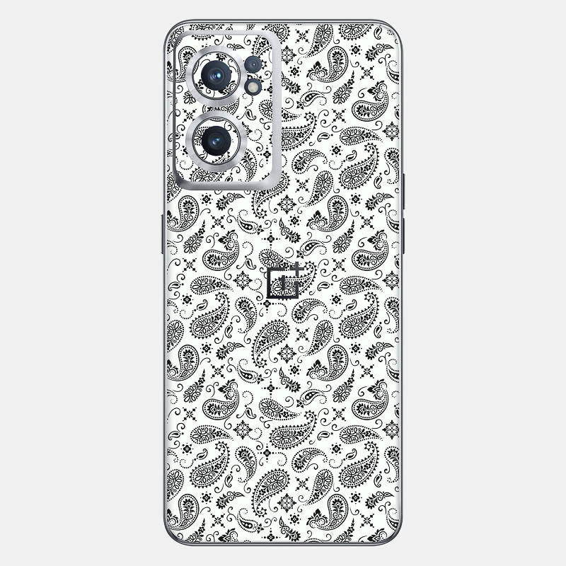 White Paisley Glass Back