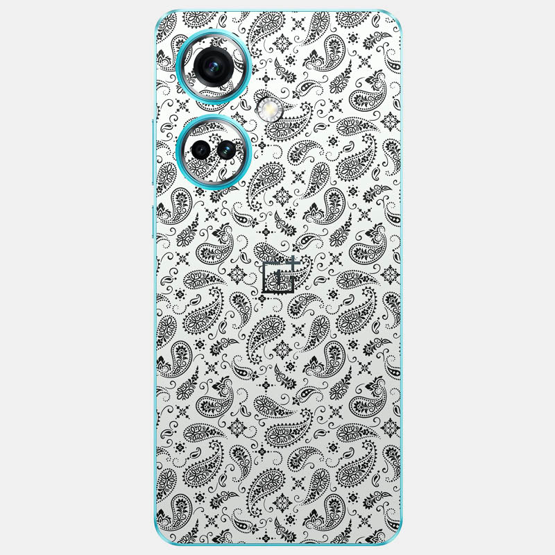 White Paisley Glass Back