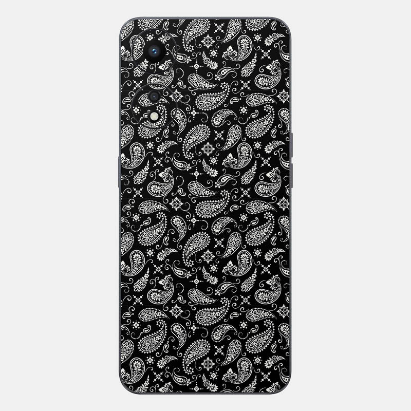 Black Paisley Glass Back