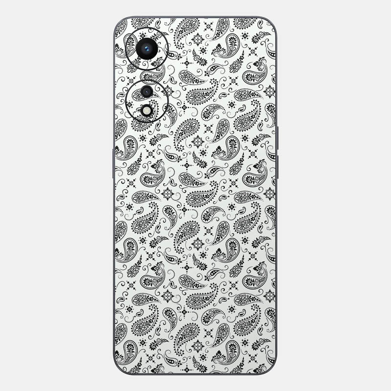 White Paisley Glass Back