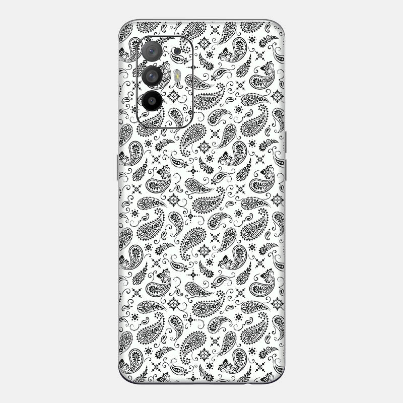 White Paisley Glass Back