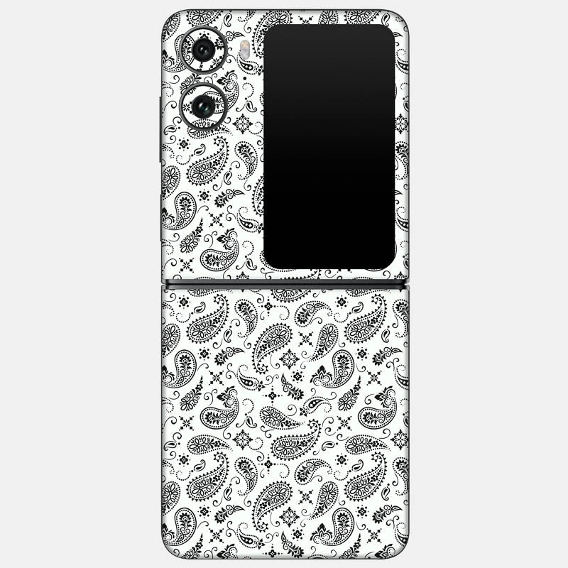 White Paisley Glass Back