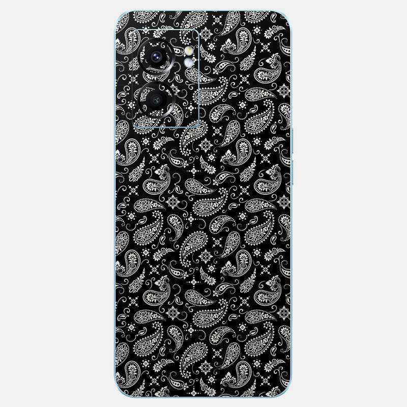 Black Paisley Glass Back