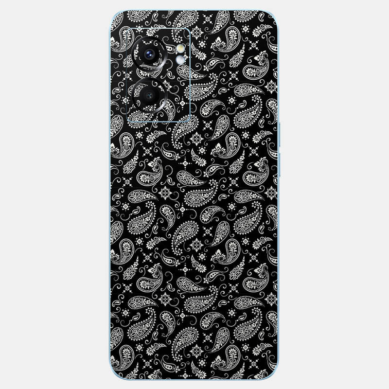 Black Paisley Glass Back