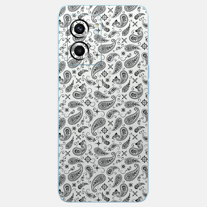 White Paisley Glass Back