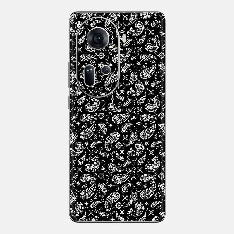 Black Paisley Glass Back