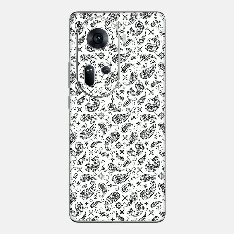 White Paisley Glass Back