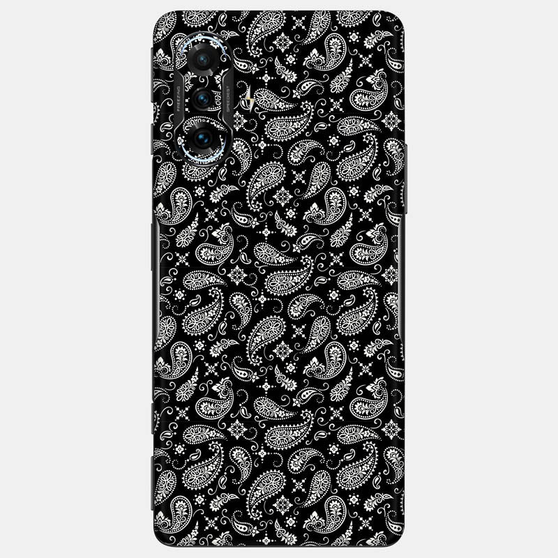 Black Paisley Glass Back