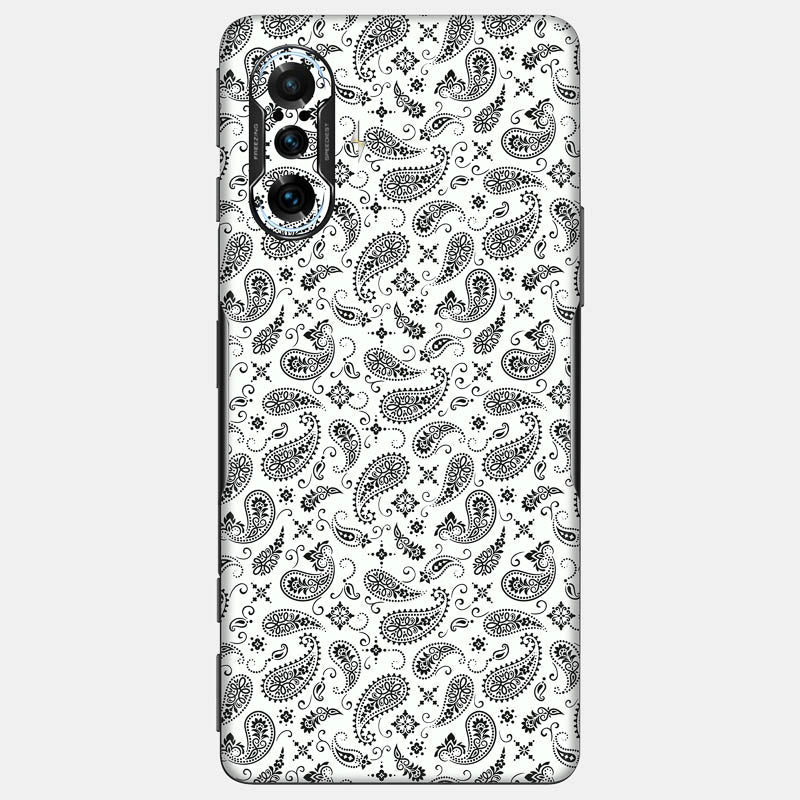 White Paisley Glass Back