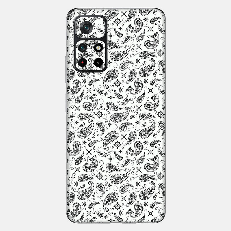 White Paisley Glass Back