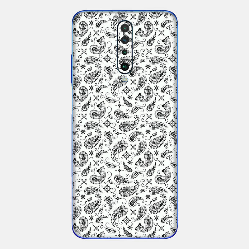 White Paisley Glass Back