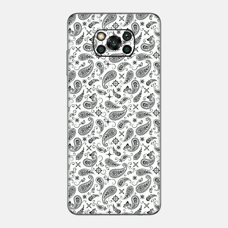 White Paisley Glass Back