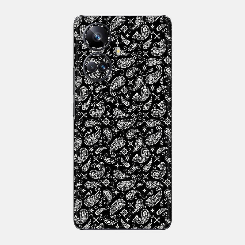 Black Paisley Glass Back