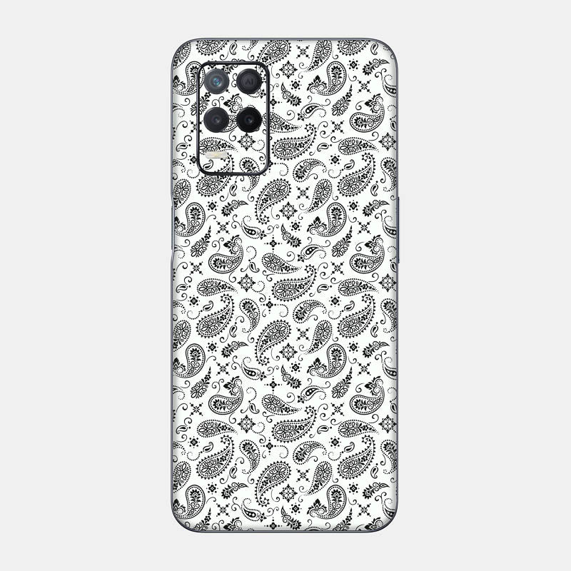 White Paisley Glass Back