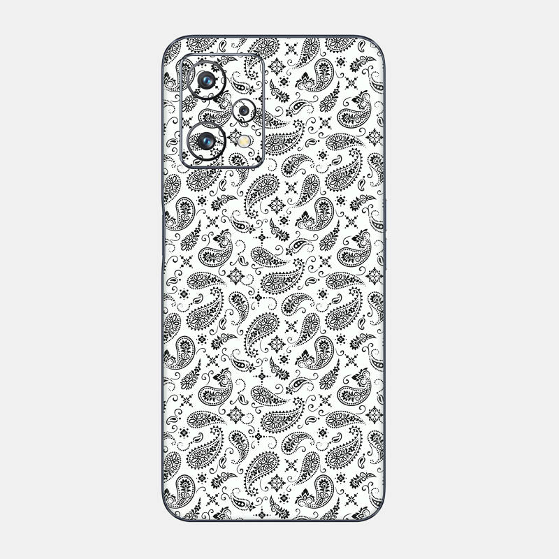 White Paisley Glass Back