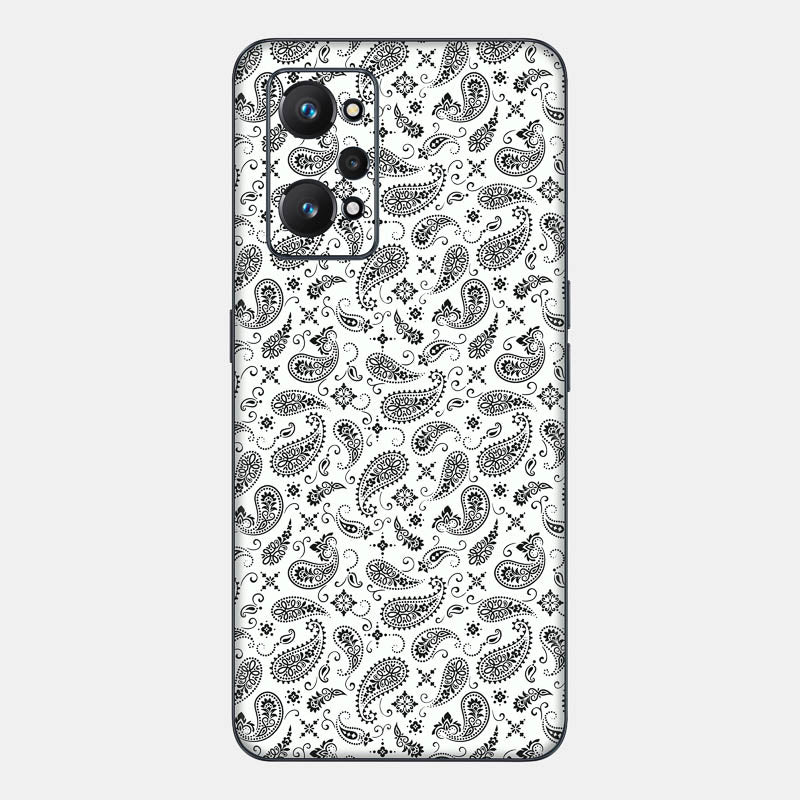 White Paisley Glass Back