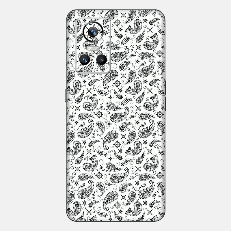 White Paisley Glass Back