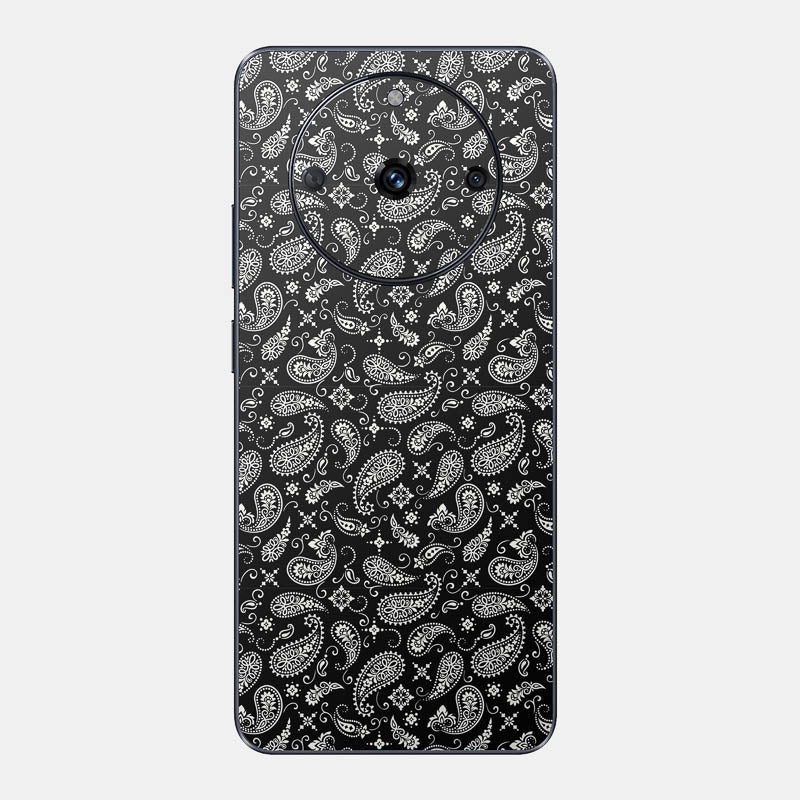 Black Paisley Glass Back