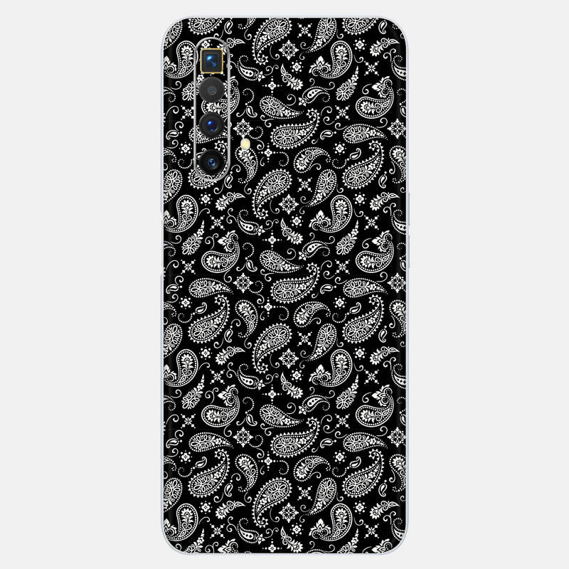 Black Paisley Glass Back