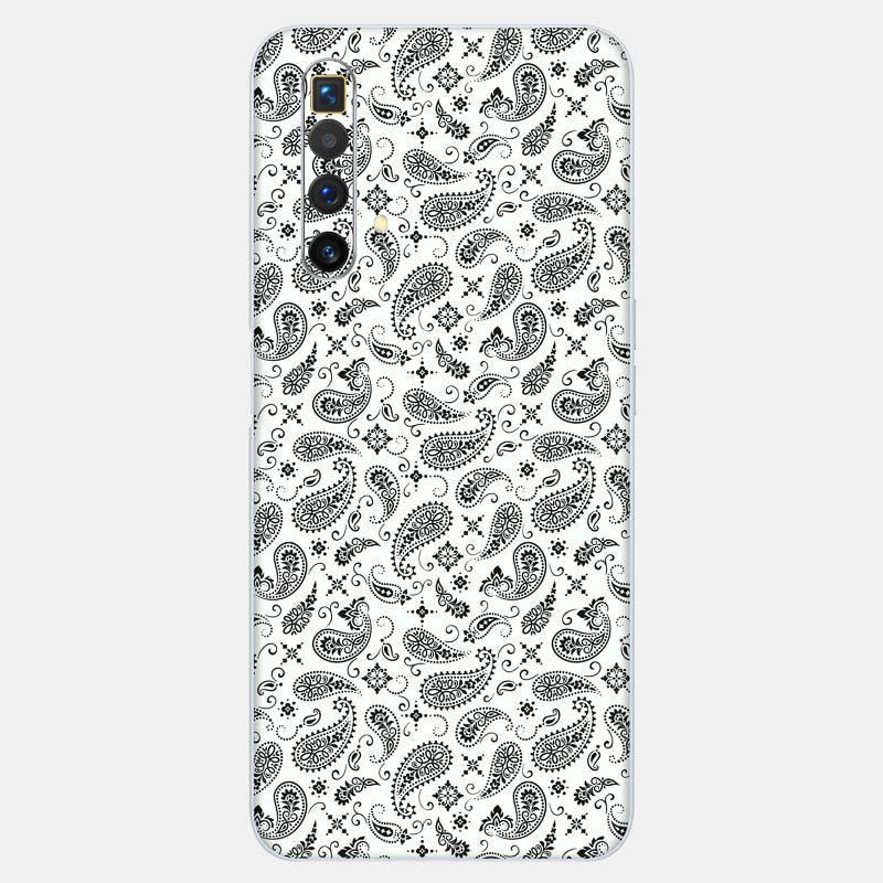 White Paisley Glass Back