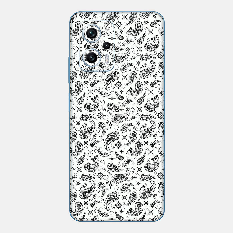 White Paisley Glass Back