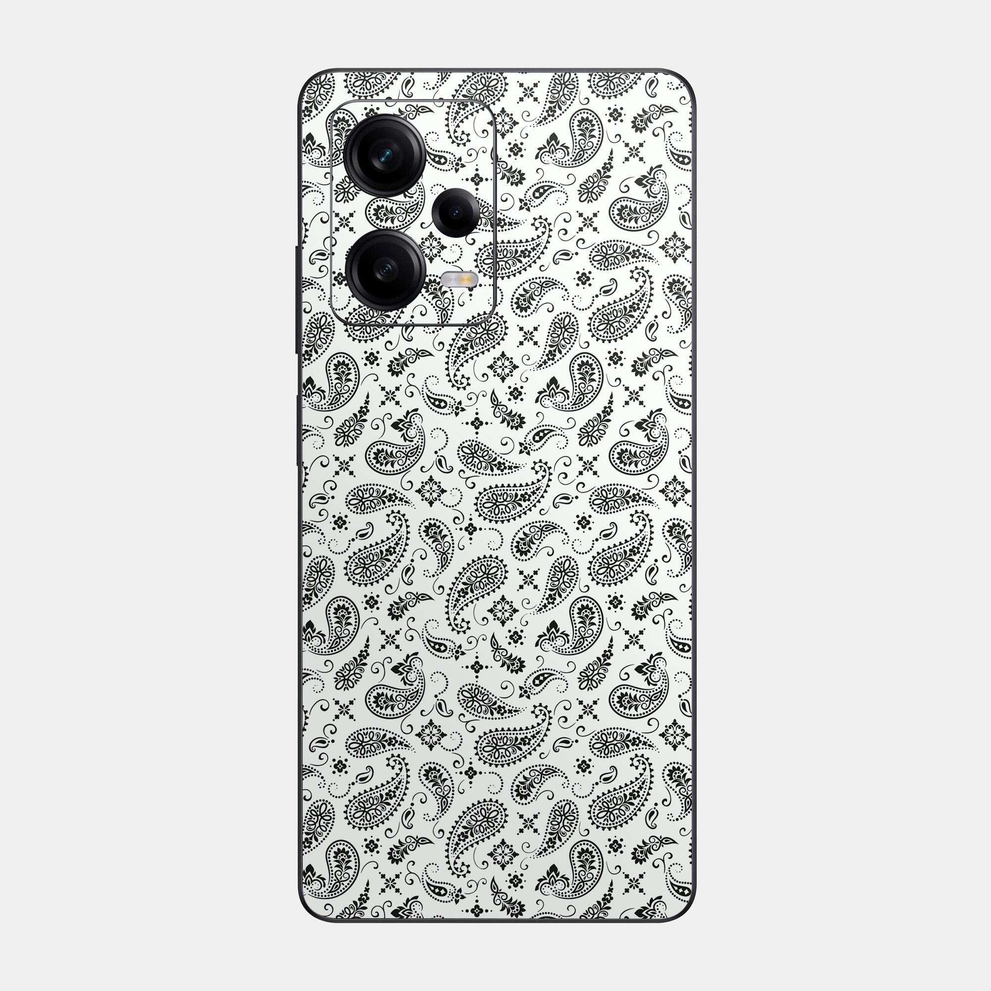 White Paisley Glass Back