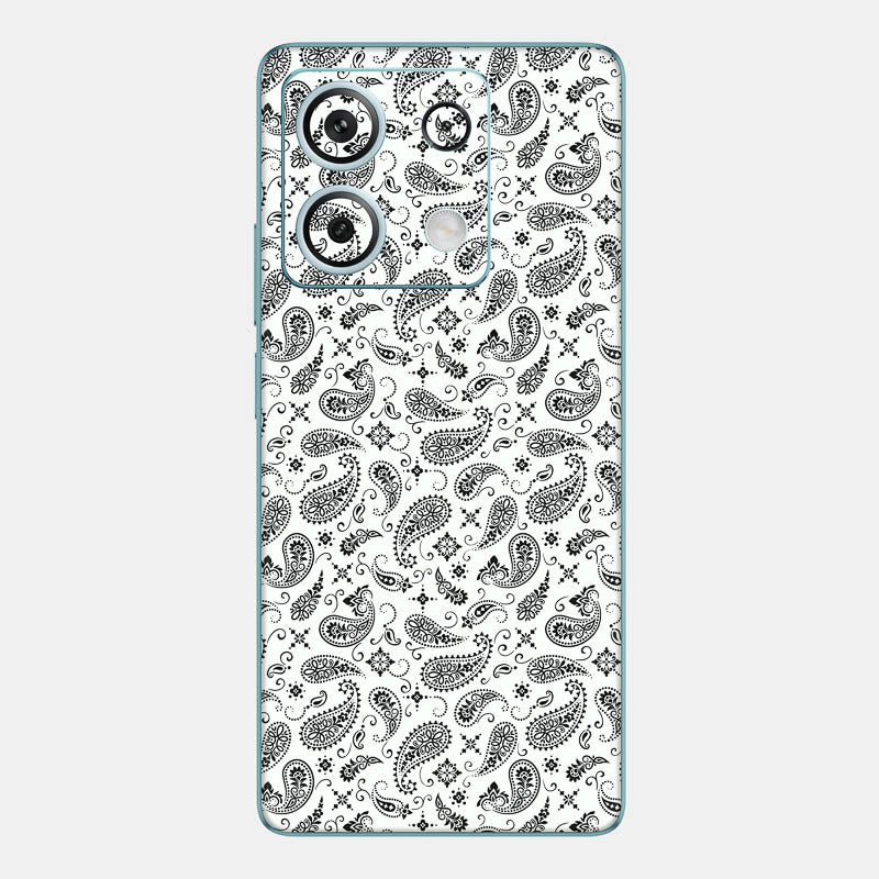 White Paisley Glass Back