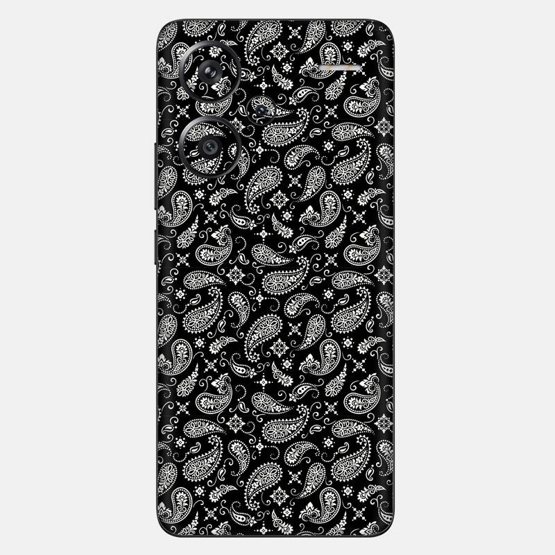 Black Paisley Glass Back