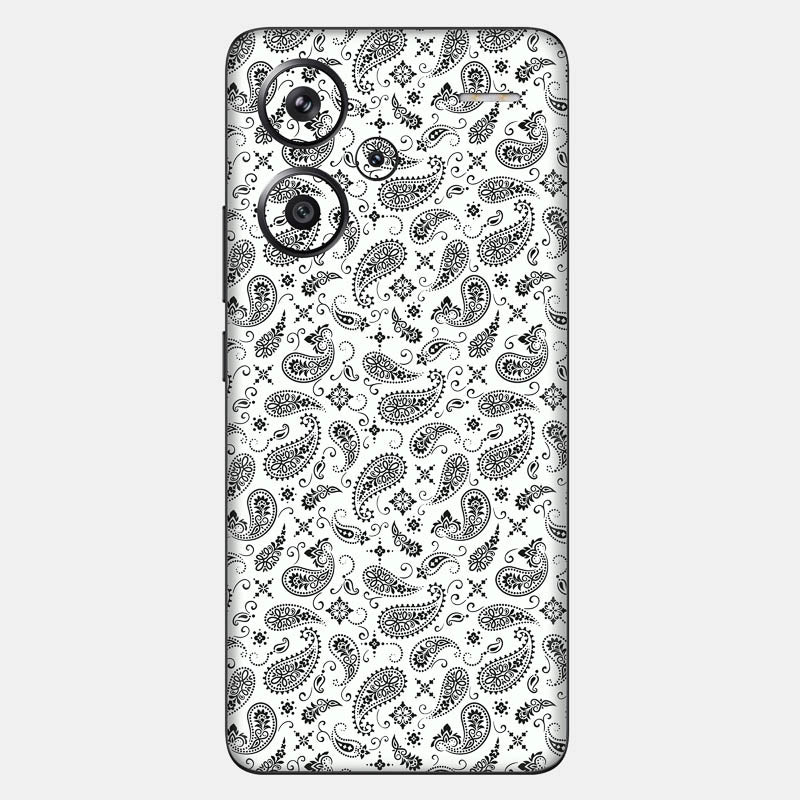 White Paisley Glass Back