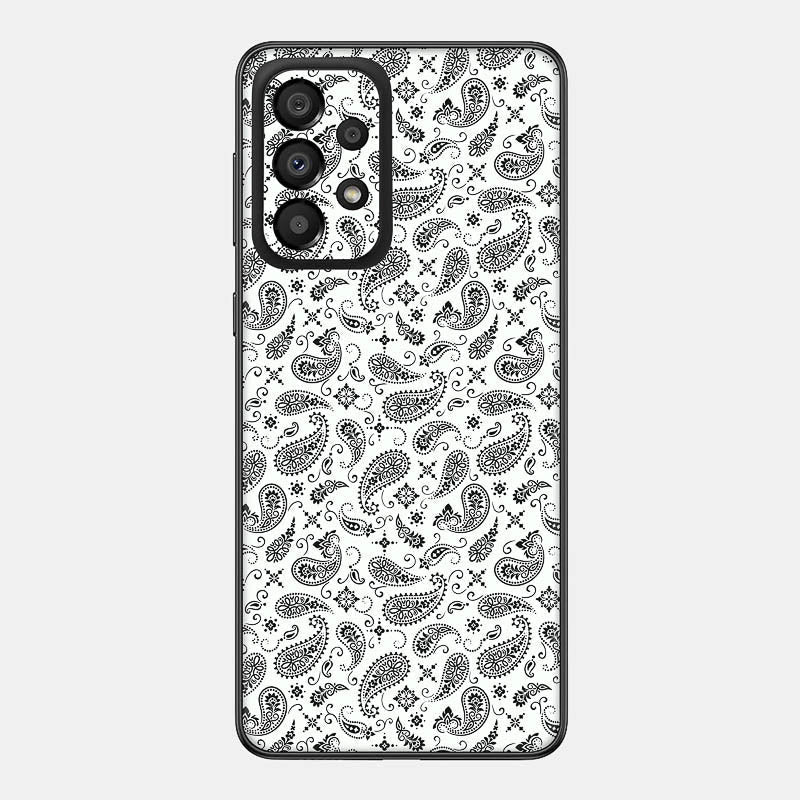 White Paisley Glass Back