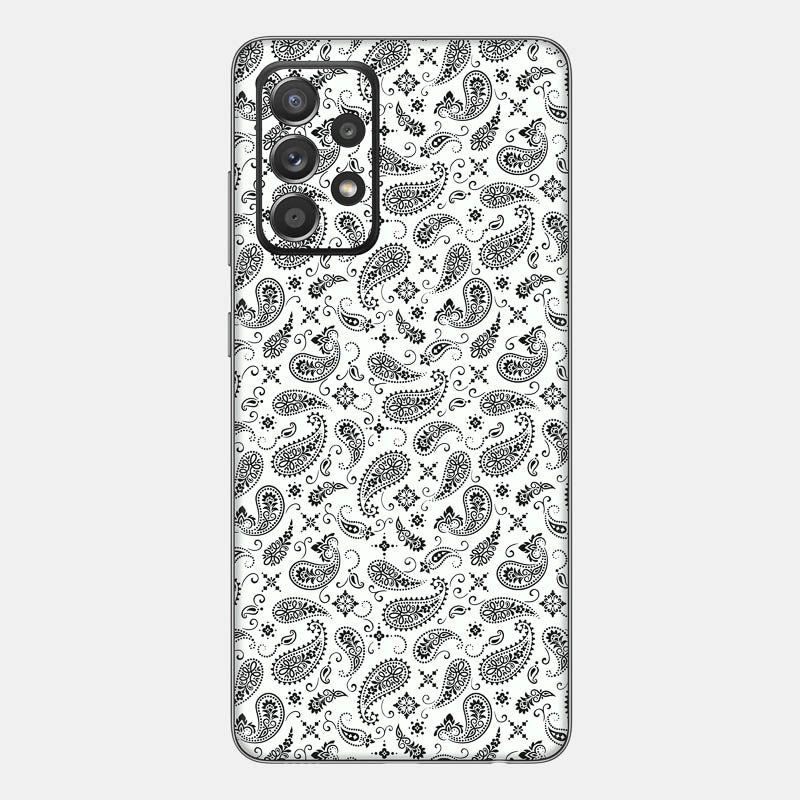 White Paisley Glass Back