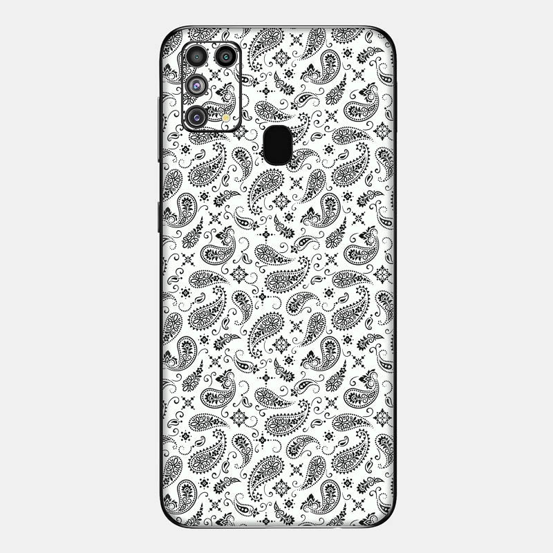 White Paisley Glass Back