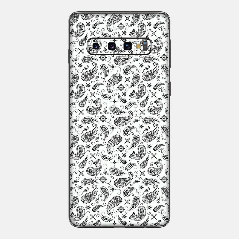 White Paisley Glass Back