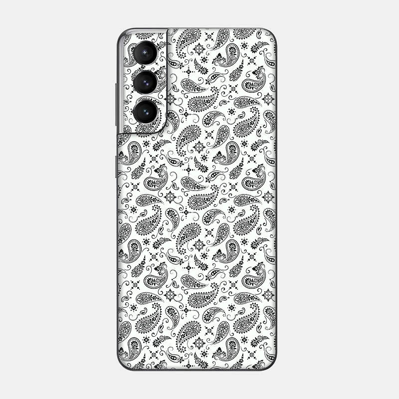 White Paisley Glass Back