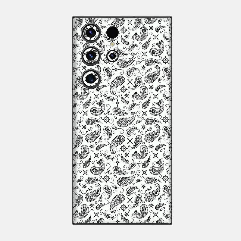 White Paisley Glass Back