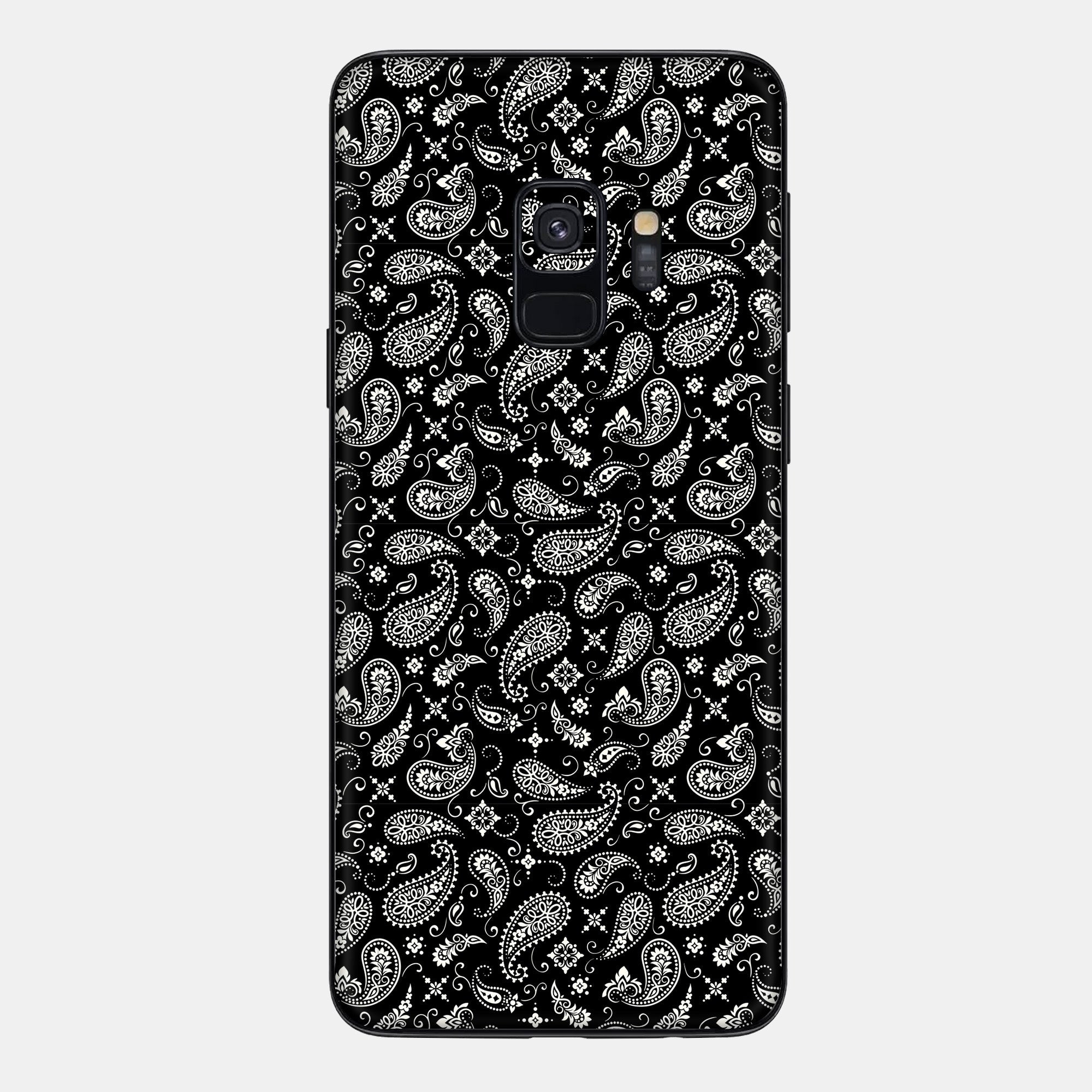 Black Paisley Glass Back