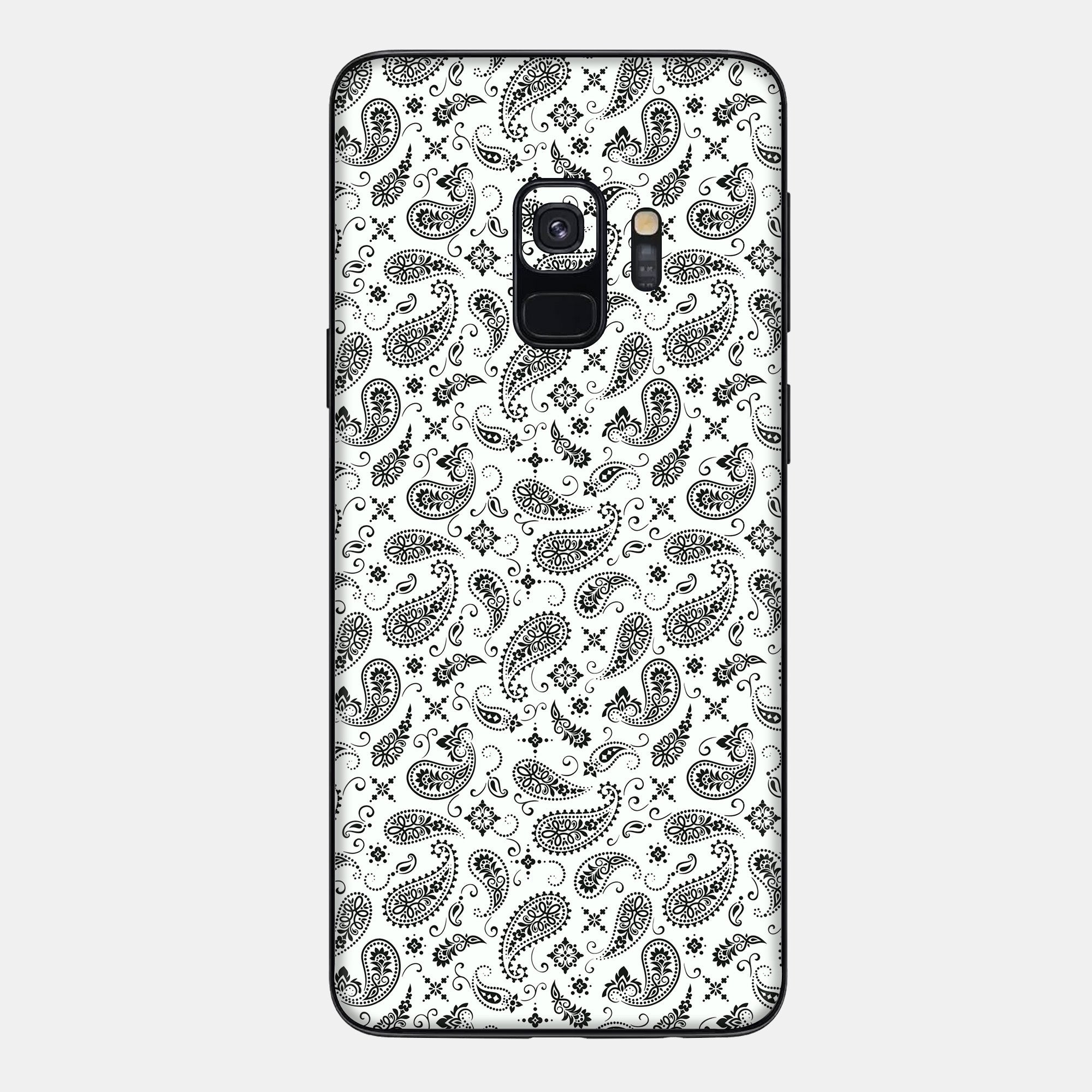 White Paisley Glass Back