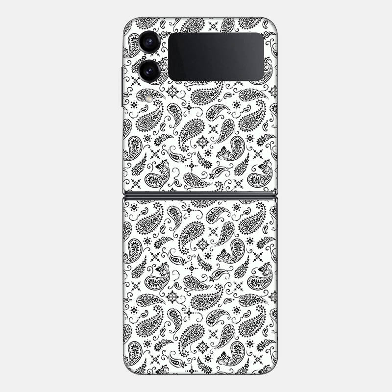 White Paisley Glass Back