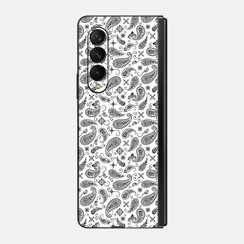 White Paisley Glass Back