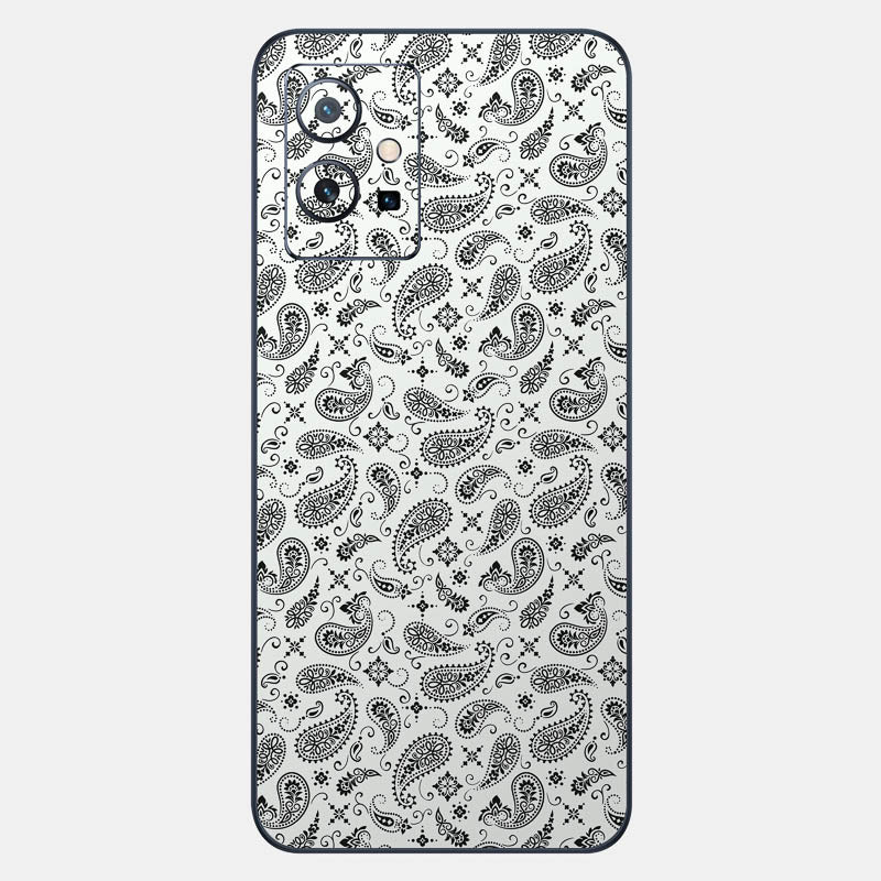 White Paisley Glass Back