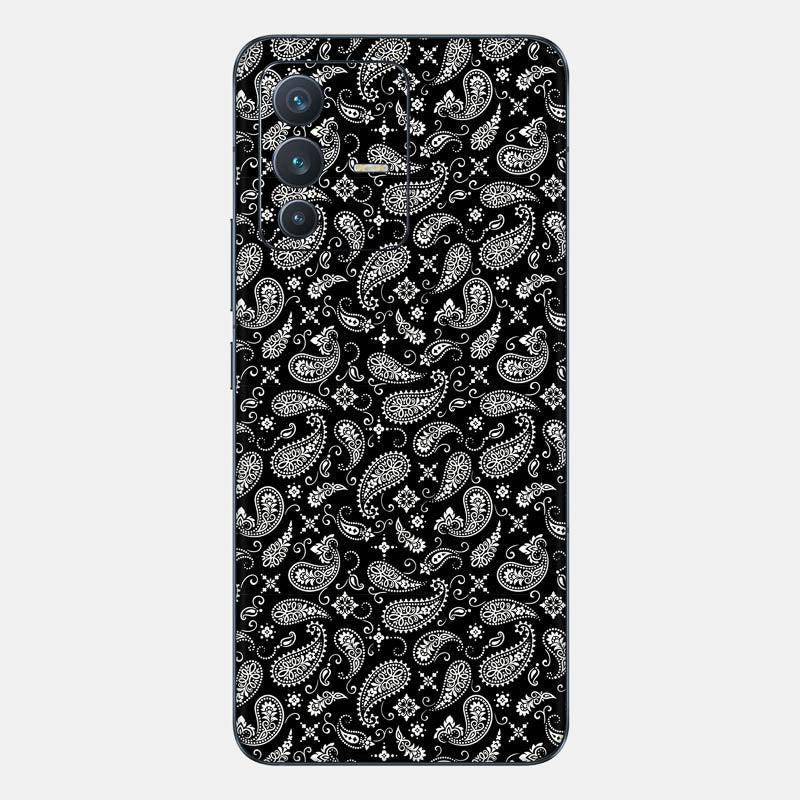 Black Paisley Glass Back