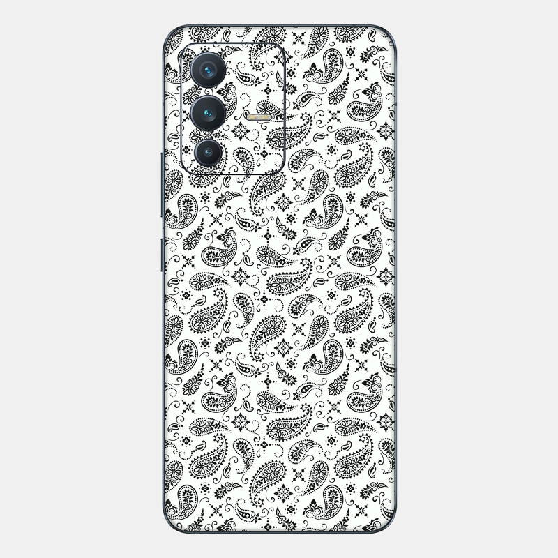 White Paisley Glass Back