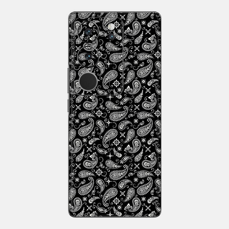 Black Paisley Glass Back